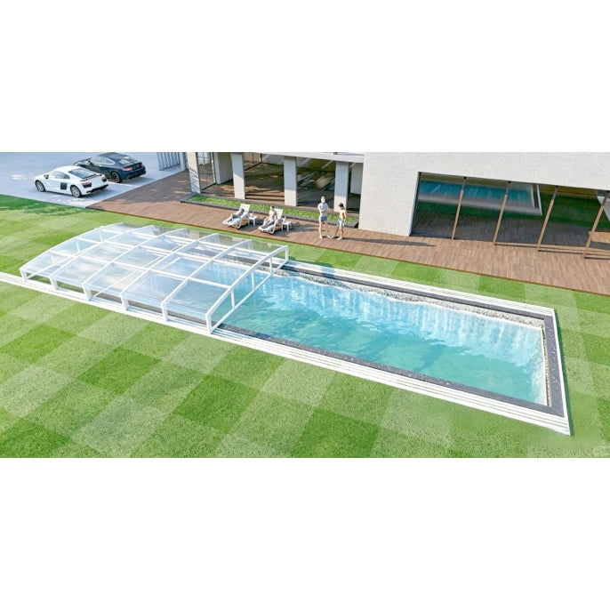 Any Size Custom Aluminum Telescopic Swimming Pool Cover, Transparent Retractable Weatherproof Outdoor Backyard Garden Patio Shelter