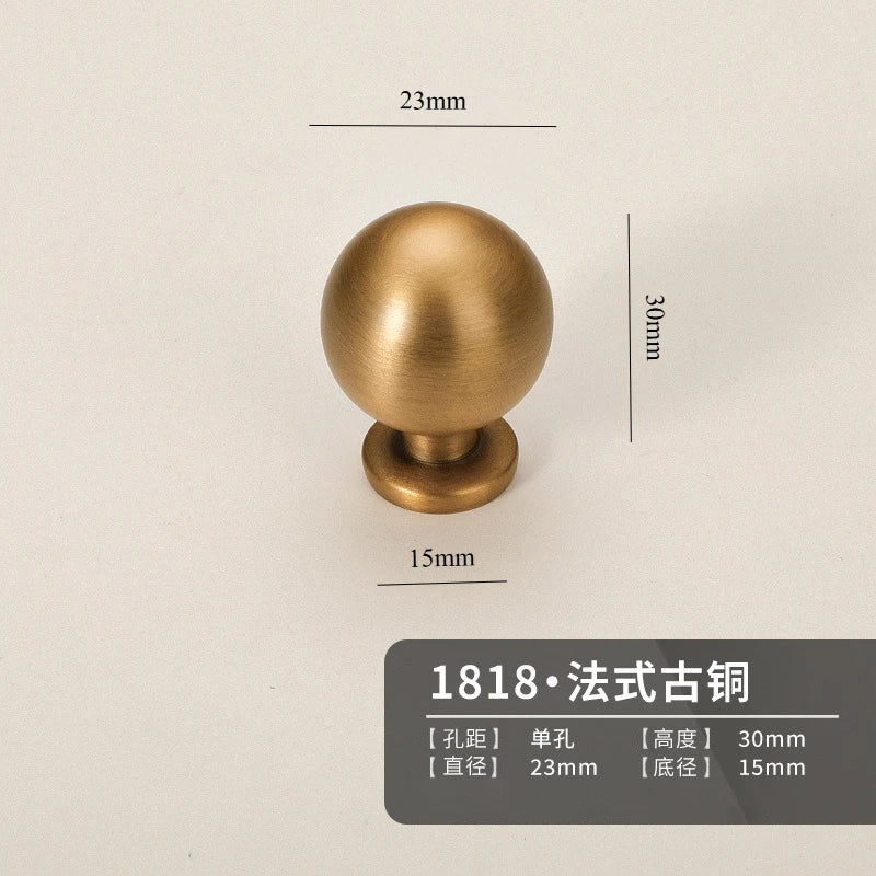 Vintage Style Brass Handles, Bronze Single-Hole Small Knobs