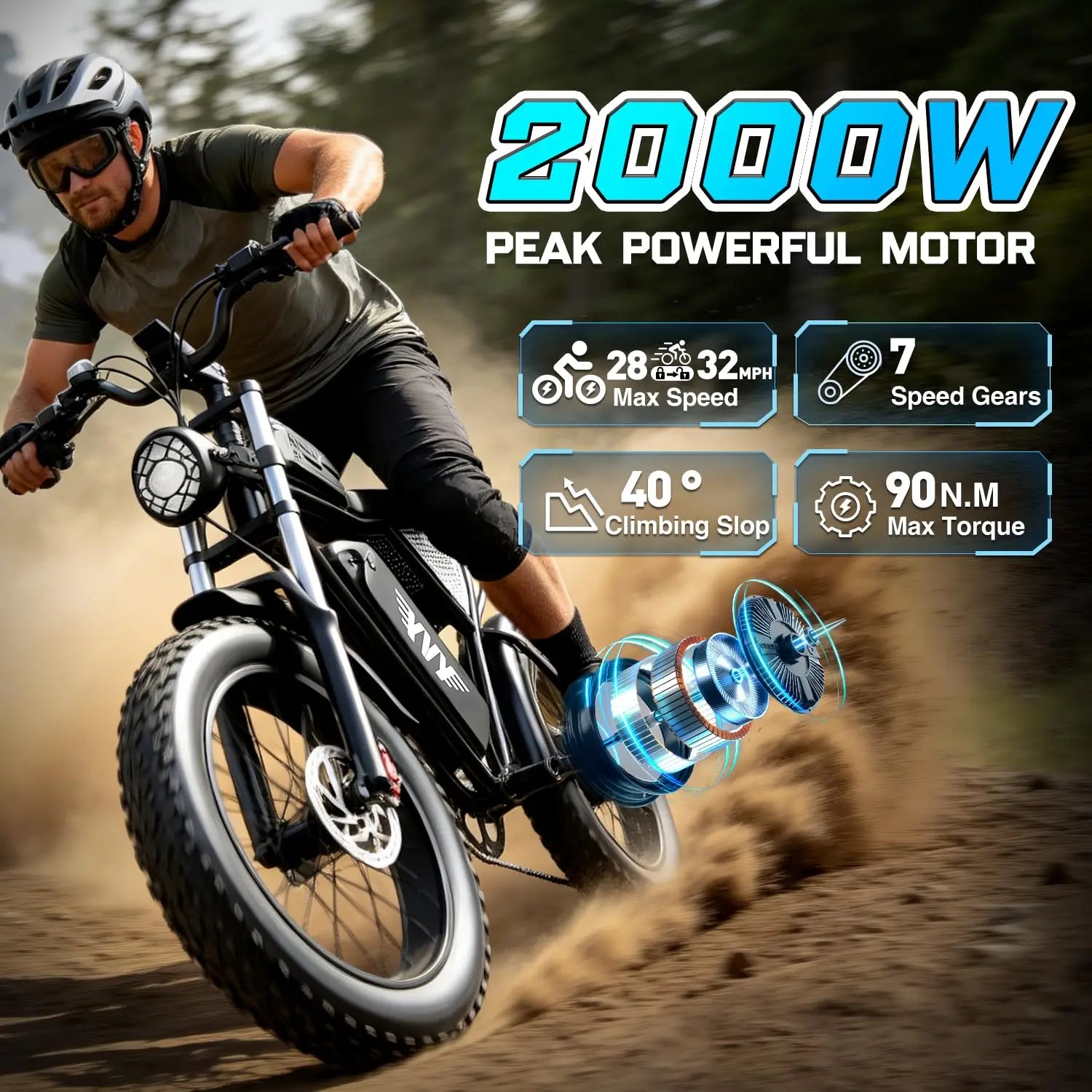 Adult Electric Bike, 1500W-2000W Peak Motor Moped Style E-Bike, 48V15.6Ah-25Ah Removable Battery, 30-90Miles Range,