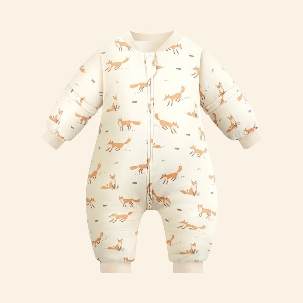 Sleeping Bag For Children 1-4 Years Neck Protection Warm Windproof 3 Zippers Design Removable Sleeves Baby Sleeping Bag 2.5Tog