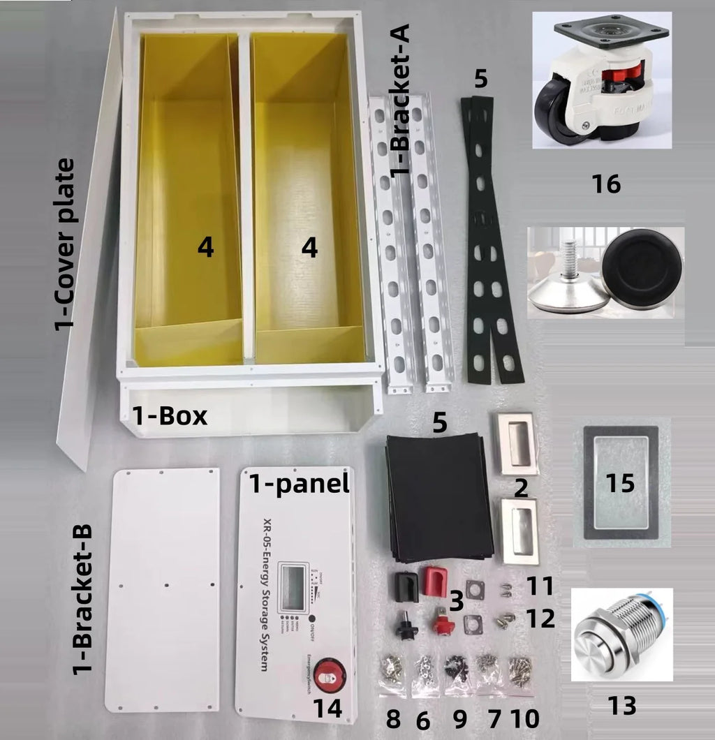 XR05-48V280AH Power Box LiFePO4 Battery Case  Solar Home Energy Storage 16S 51.2v DIY Kit   For JBD BMS  EVE CATL  280 302AH
