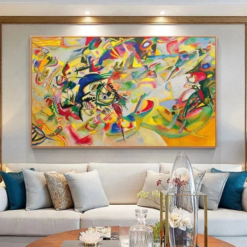 Vintage Wassily Kandinsky Canvas Painting, Transverse Line Reproduction