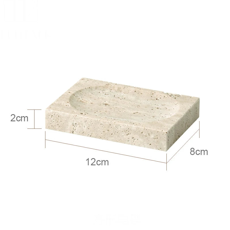 Travertine Bathroom Accessories Set Luxury Soap Dish Soap Dispenser Reed Diffuser Tissue Box Tray Bathroom Set