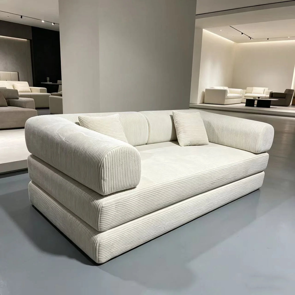 150CM Modern Style Air Compression Fabric Flannel Deformable Modular Couch for Living Room, Sectional Composable Sofa Bed