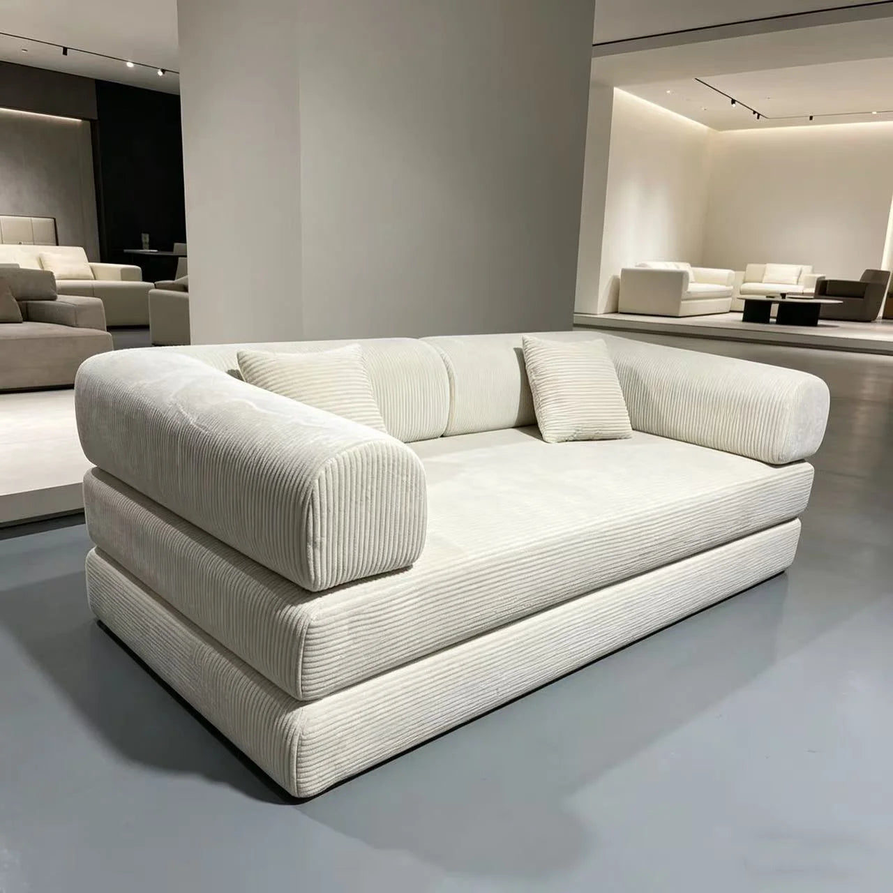 150CM Modern Style Air Compression Fabric Flannel Deformable Modular Couch for Living Room, Sectional Composable Sofa Bed