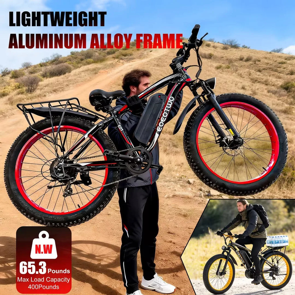 EOEOTWO 1500W Fat Tire Electric Bike for Adults 26"x4.0 All Terrain E-bike
