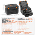 Mechanics Tool Set and Socket Set 1/4" 3/8" 1/2" Drive Deep Standard Sockets 450 Pcs SAE and Metric Mechanic Tool Kit
