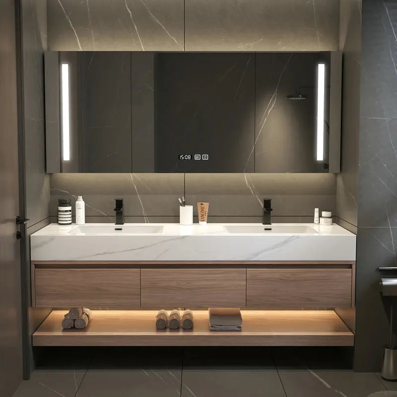 20-180 cm Luxury Washbasin Slate Integrated Vanity, Seamless Washbasin, Drawers