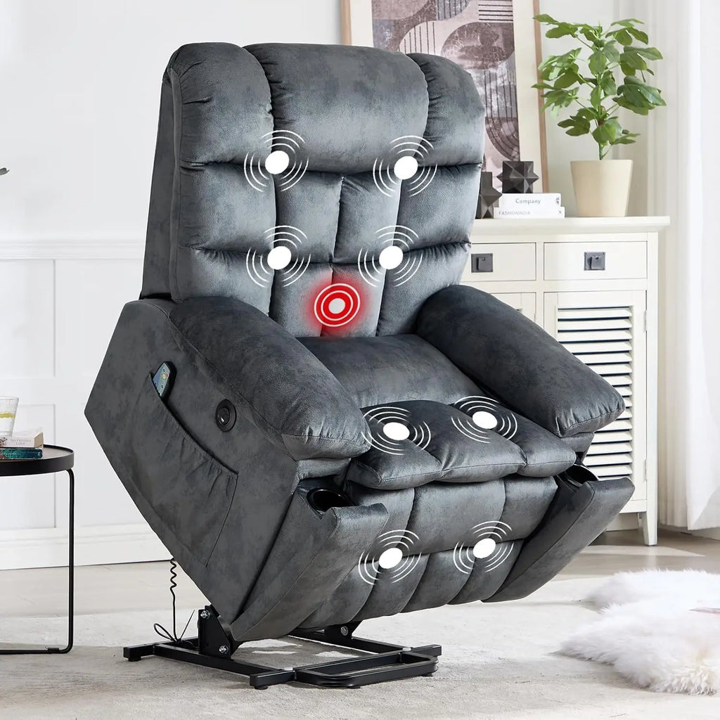 Large Power Lift Recliner Chairs with Massage and Heat for Elderly,