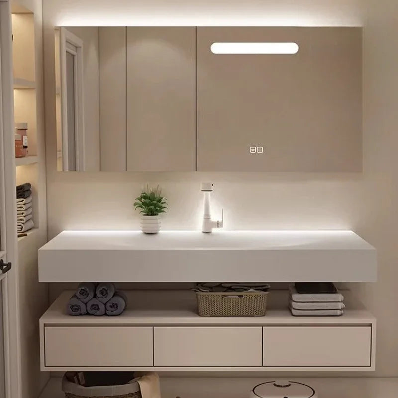 Modern Integrated Bathroom Vanity Washstand Basin, Combined Cabinet