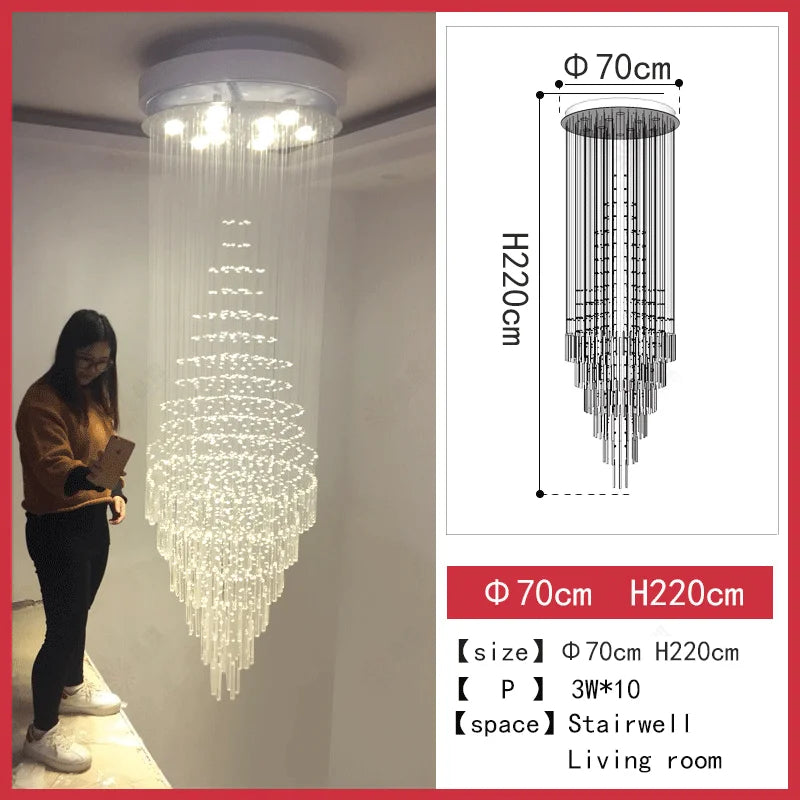 Modern LED Staircase Crystal Chandelier