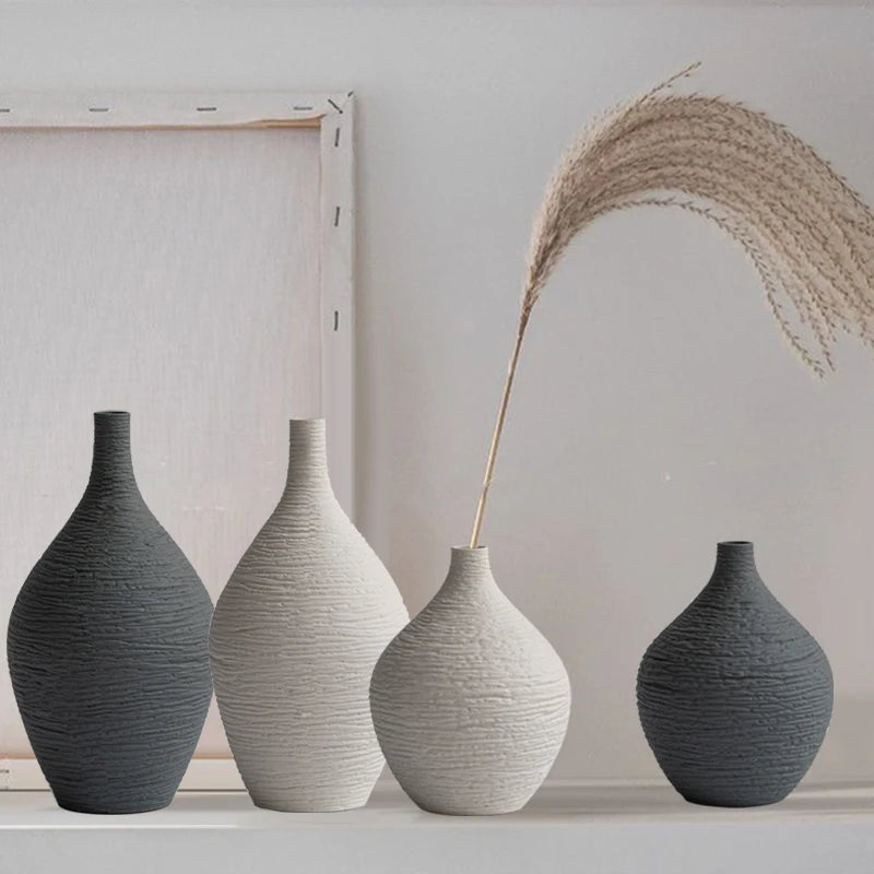 Simple Ceramic Vase Decoration for Home, Nordic Luxury Narrow Mouth Flower Pot