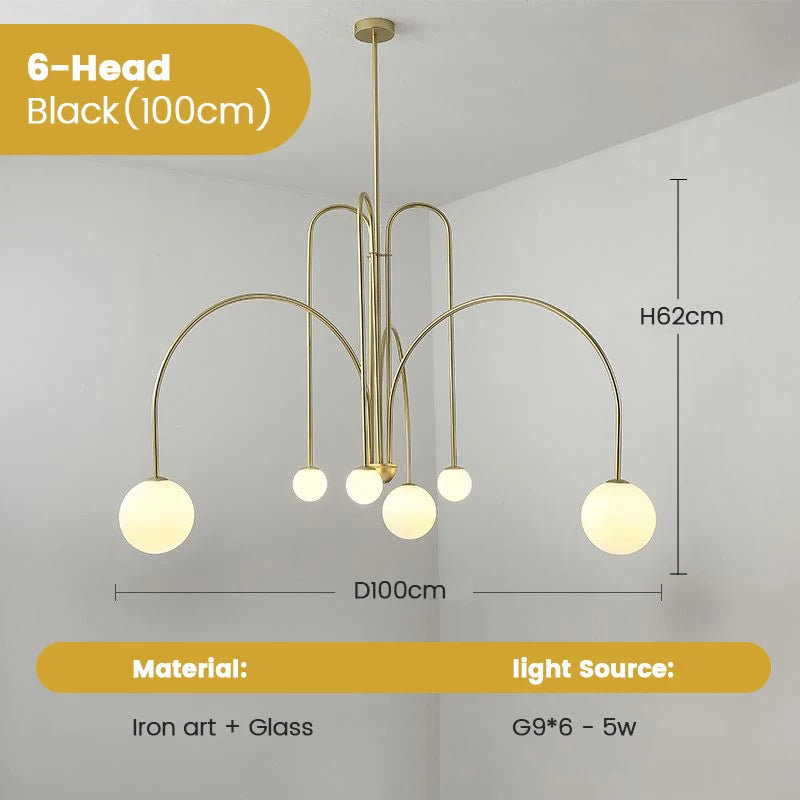 Comet LED Chandelier, Nordic Minimalist Glass Globe Lamps