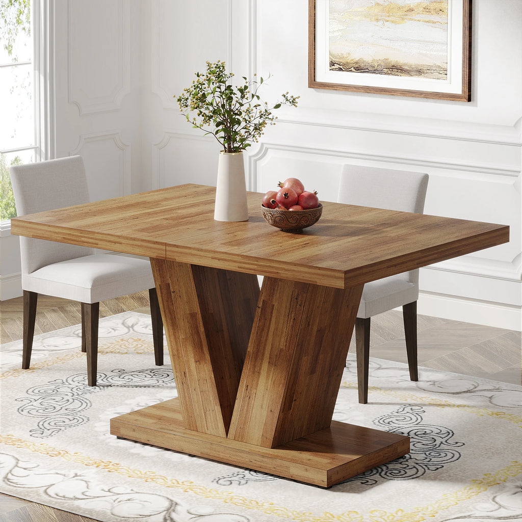 Tribesigns 47-Inch Dining Table for 4-6, White Kitchen Dinner Table with Heavy Duty Pedestal,