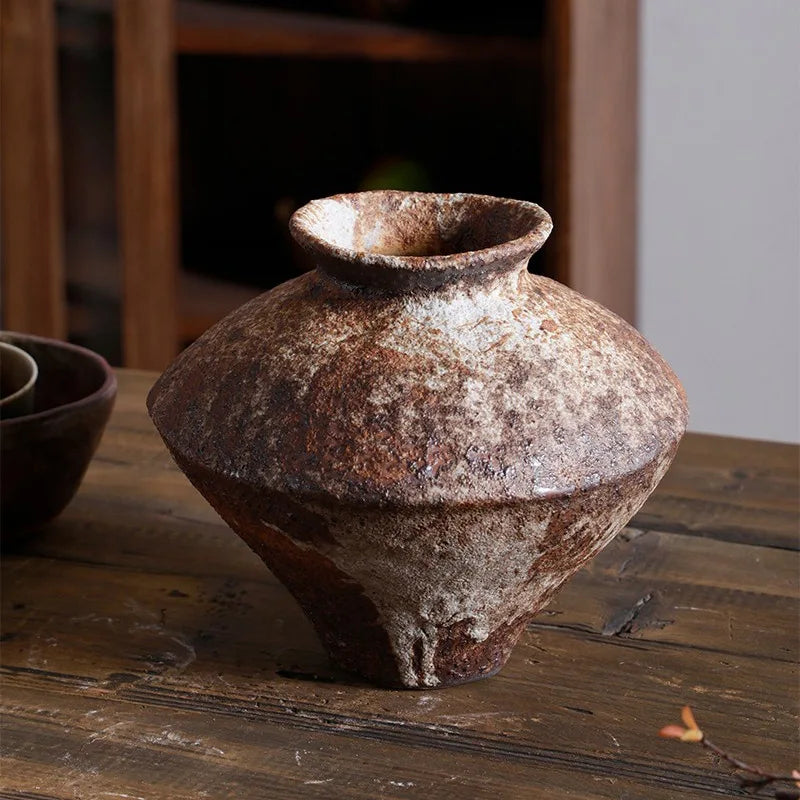 Pottery Pot Vase Retro Zen Tea Room Dining Table Ornaments
