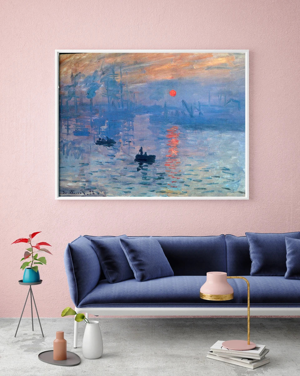 100% Handmade High Quality Famous Impressionism Oil Painting Reproduction on Linen Canvas,Impression Sunrise by Claude Monet 030