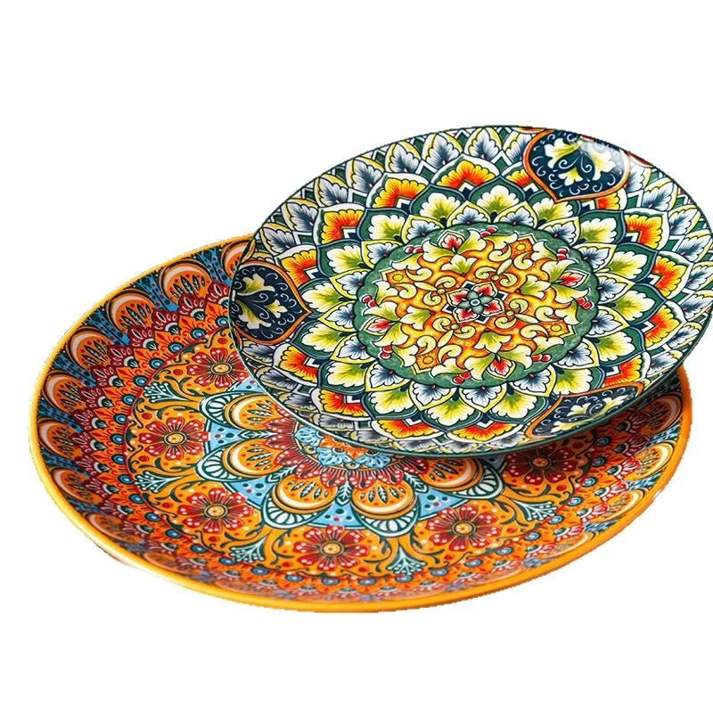 8IN Vintage Ceramic Plates Steak Plates Western Plates Flat Plates And Shallow Plates Pasta Egg Plate