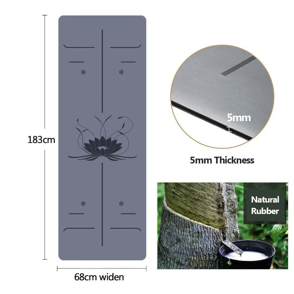 Natural Rubber Yoga Mat, Professional Lotus Pattern PU Yoga Mat