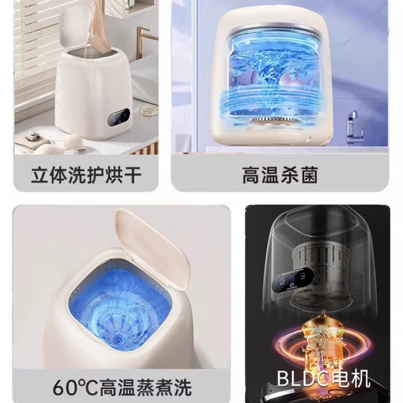 Fully Automatic Underwear Socks Washing Machine, Mini Compact All-in-One Wash & Drain Personal Laundry Washer