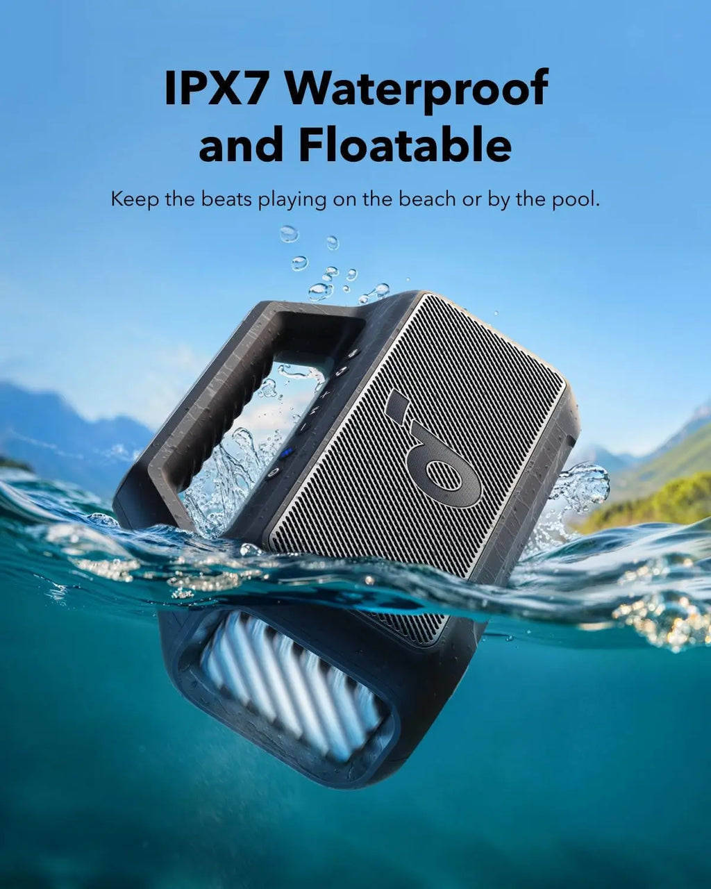 Soundcore Boom V2 by Anker, Outdoor Speaker, 80W, Subwoofer, BassUp 2.0, 24H Playtime, IPX7 Waterproof, Floatable (Refurbished)