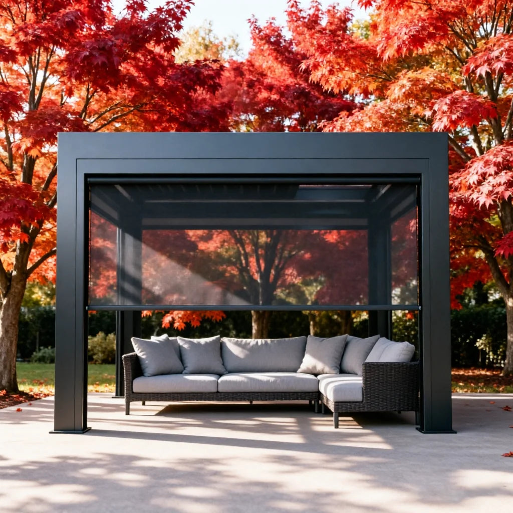 Motorized Retractable Outdoor Gazebo with Louvered Roof