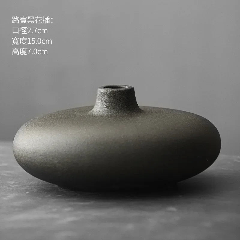Japanese Style Terracotta Vase Imitation Stone Abstract Flower Arranger