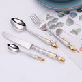 4 Pieces Tableware Set Stainless Steel Dinnerware Luxury Cutlery Vintage Knife Spoon Fork Set Kitchen Utensils Sliver Flatware