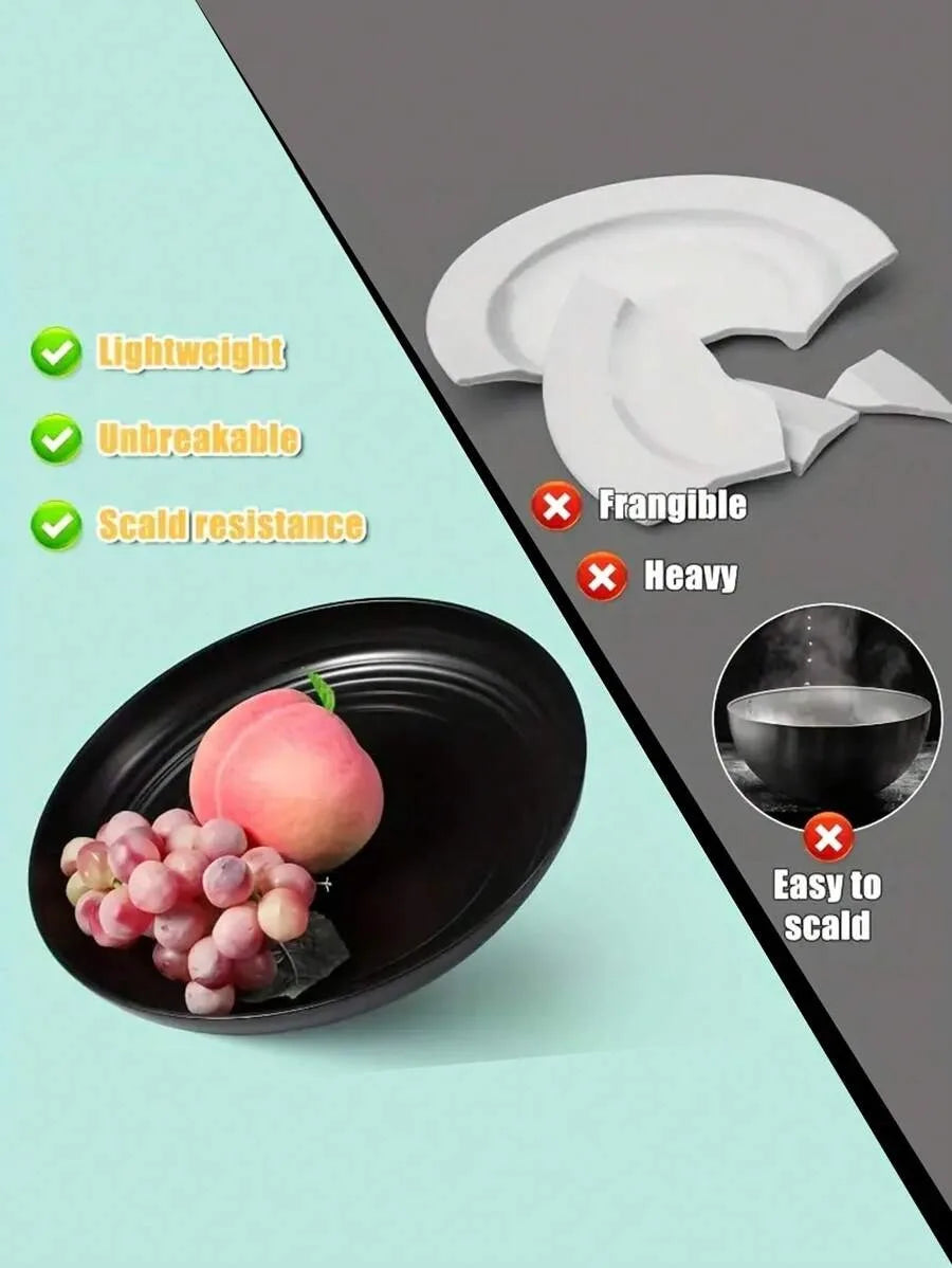 4/16/24pcs Reusable plastic tableware set, including plates, bowls and cups.