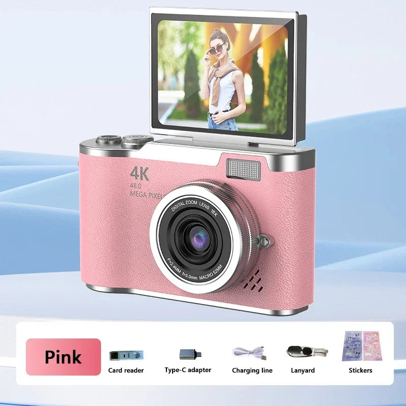 Lenovo 8X Digital Zoom Student Digital Camera, 48MP Portable Digital Photography Camera, 180° Flip Screen Selfie Camera