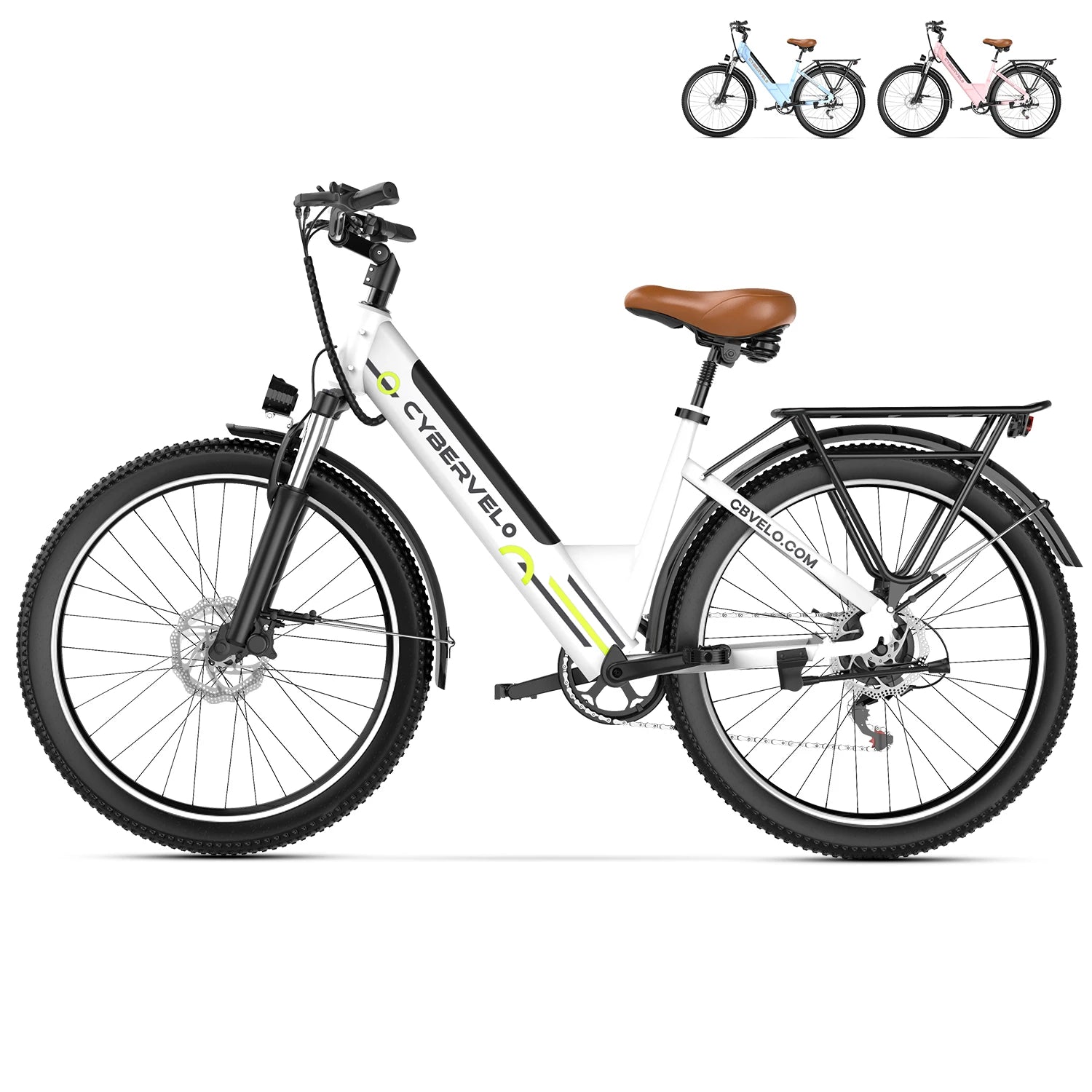 Cybervelo 1000W Peak 26" Electric Bike Adults 80Miles, Removable Battery, 7-Speed Ebike