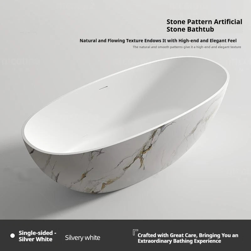 Artificial Stone Bathtub, Marble Look Freestanding Tub