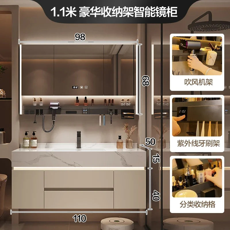 Luxury Bathroom Vanity Cabinet with Storage, Mirror, Wall Shelves
