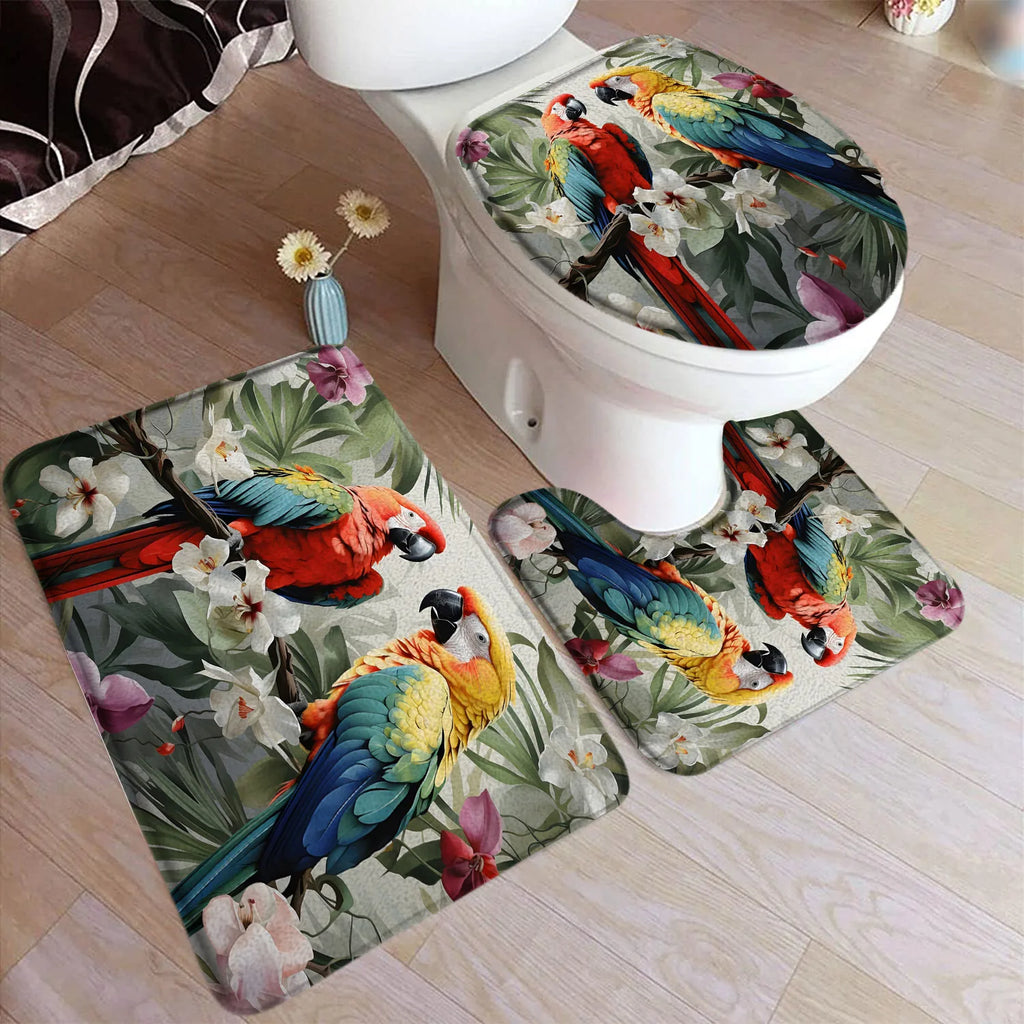Bath Mat Set, Bathroom Decor Floor Rugs, U-Mats, Toilet Lid Cover