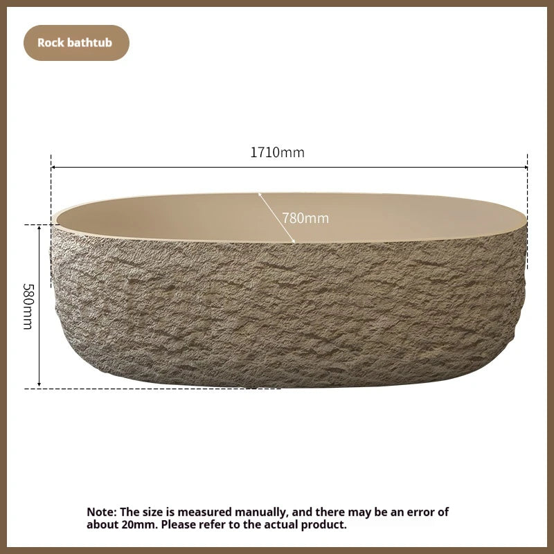 Any Size Custom Luxury Wabi Sabi Stone Texture Bathtub Handmade One Piece Artificial Rock Freestanding Artistic B And B Home Bat