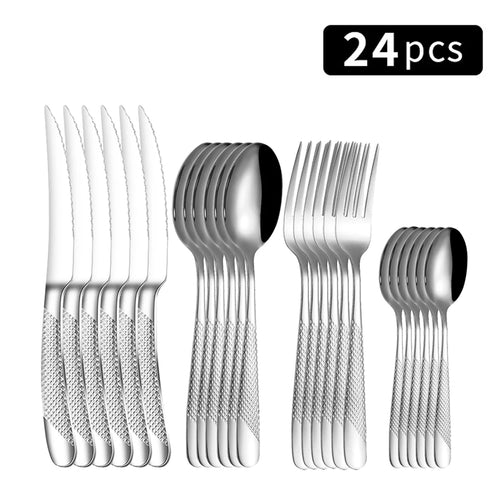 24pc Stainless steel tableware