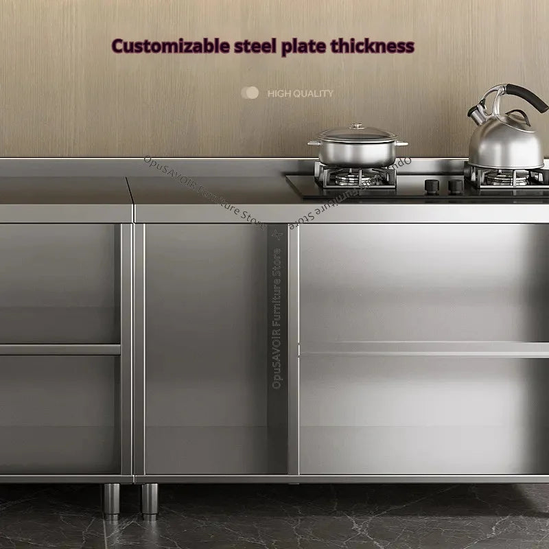 304 Stainless Steel Cabinet Kitchen Wall Cabinet Multifunctional Combination Dish Cabinet, Integrated Stove and Sink Base JT40