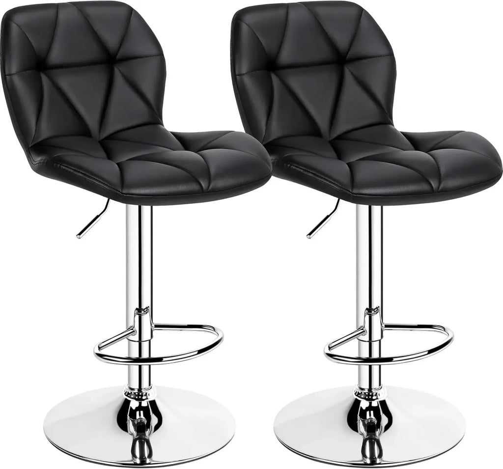 Height Adjustable Swivel Barstools, PU Leather Counter Stools with Backrest