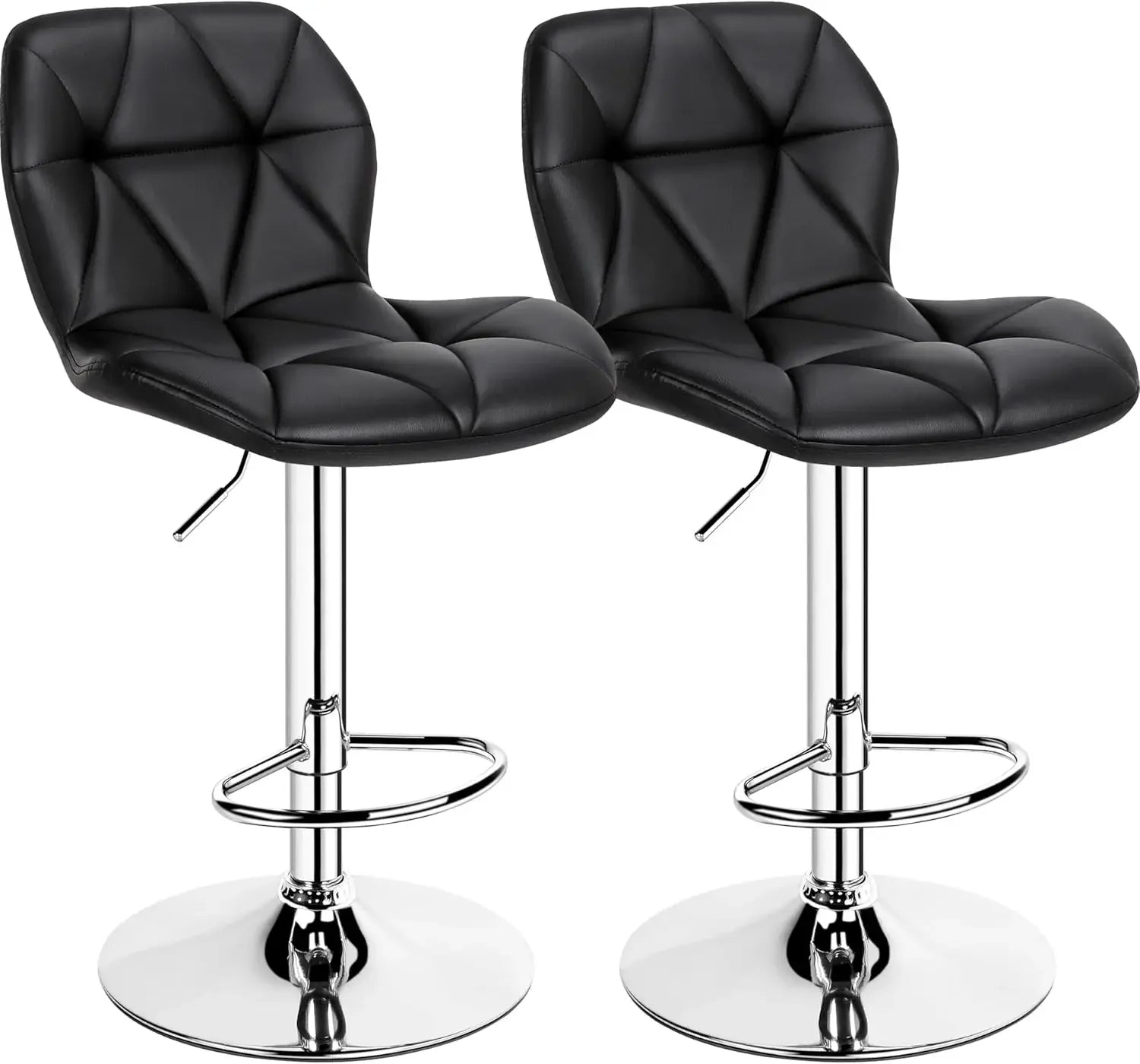 Height Adjustable Swivel Barstools, PU Leather Counter Stools with Backrest