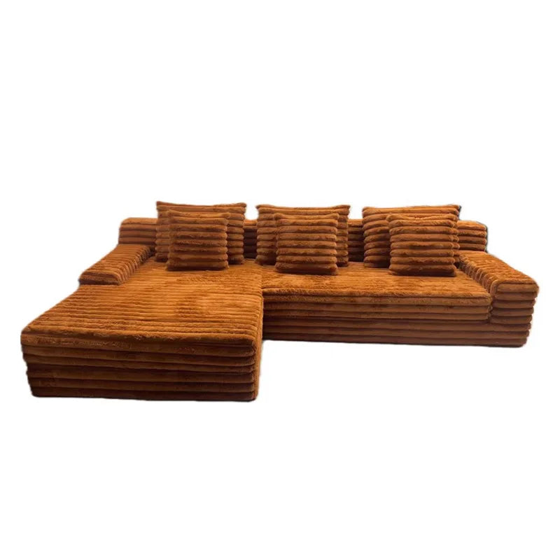 Modern Vacuum Compressed Sofa Plush Corduroy Sectional Sofa, Living Room Bedroom Recliner Lazy Combination Sofa Bed