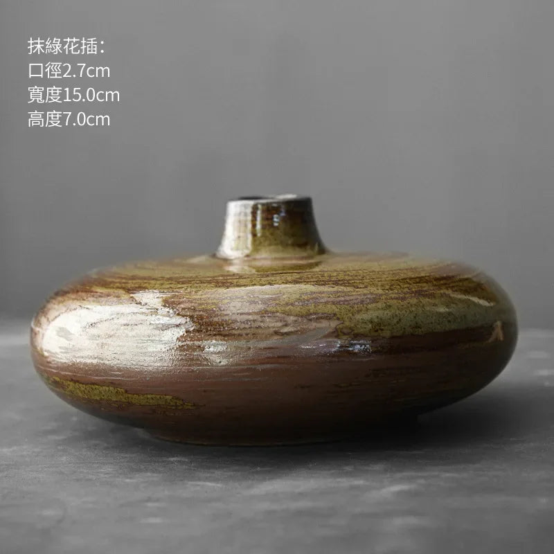 Japanese Style Terracotta Vase Imitation Stone Abstract Flower Arranger