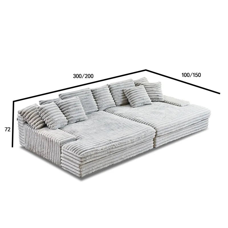 Modern Vacuum Compressed Sofa Plush Corduroy Sectional Sofa, Living Room Bedroom Recliner Lazy Combination Sofa Bed