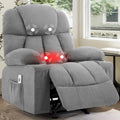 Massage Rocker Recliner Chair with Heat & Vibration, 4 Pockets, 2 Cup Holders, Fabric