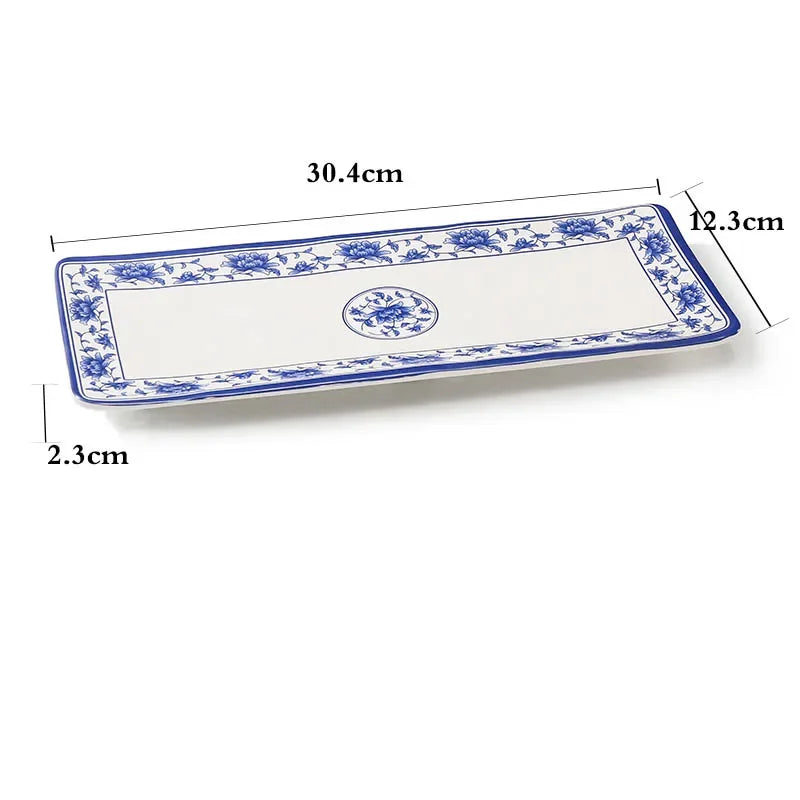 1pc Food Grade Plastic Dinner Plates Chinese Melamine Plastic Is Not Easy To Break Rectangular Plate Restaurant Kitchen Supplies