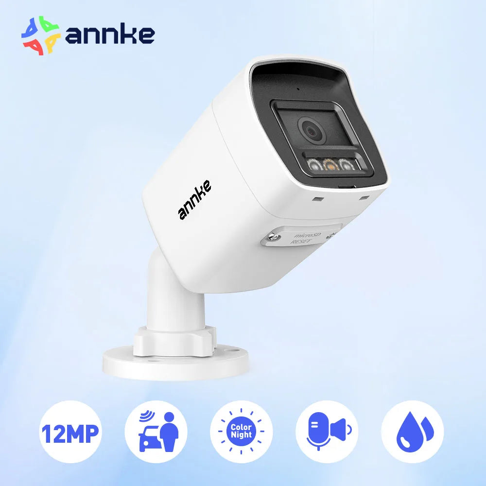 ANNKE C1200 12MP Outdoor Smart Dual Light PoE Surveillance Security Camera Color IR Night Vision Built-in Microphone IP67