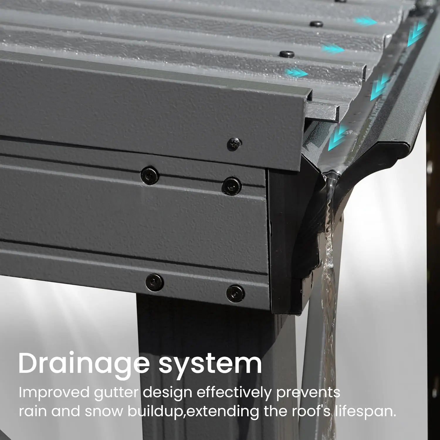 Domi 10' x 14' Lean to Gazebo, Wall Mounted with Built in Drainage System, Galvanized Steel Roof