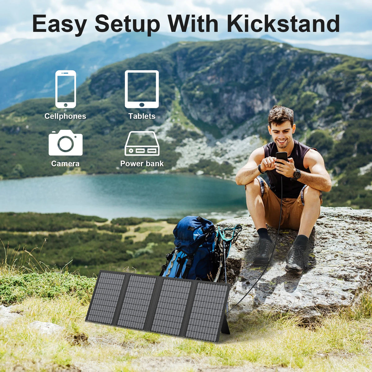 MHPOWOS 18V Portable Solar Charger 60W / 45W Foldable Solar Panel