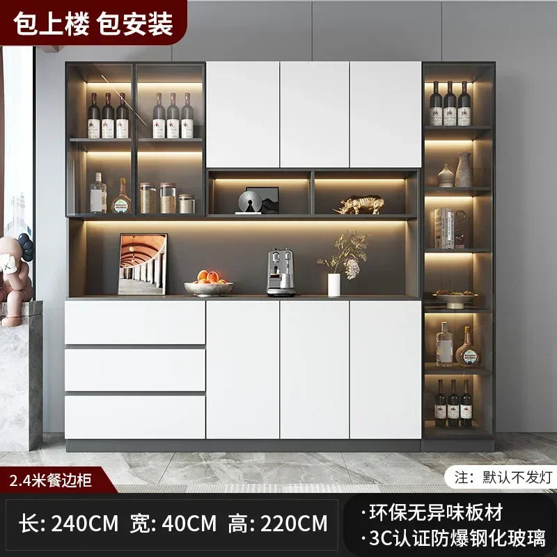 Large Modern Kitchen Pantry with Glass Doors and Drawers, Sideboard Buffet