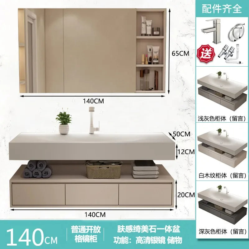 Modern Integrated Bathroom Vanity Washstand Basin, Combined Cabinet