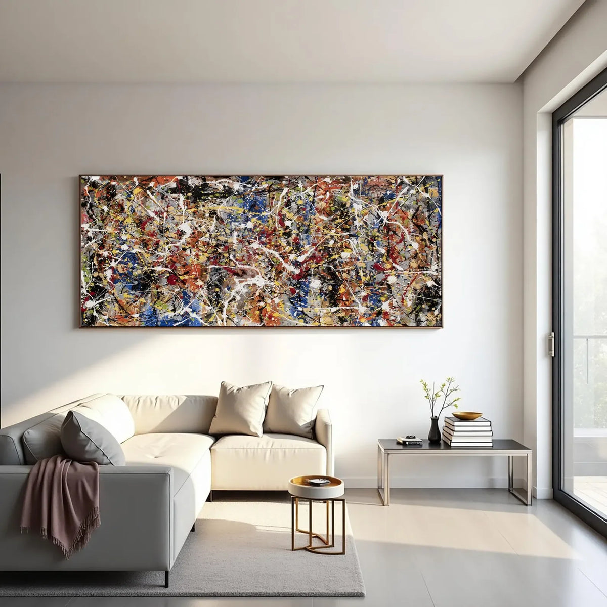 Hand Painted Jackson Pollock Style Abstract Drip Canvas Wall Art