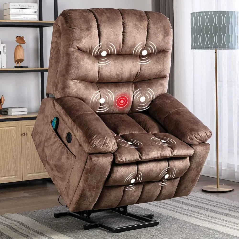 Large Power Lift Recliner Chairs with Massage and Heat for Elderly,